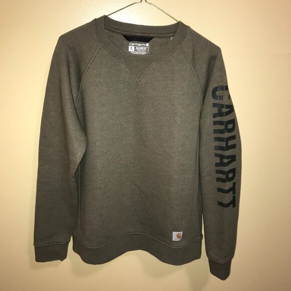 Women's Carhartt Relaxed Midweight Crewneck Sleeve Logo Sweatshirt-Size M(104410 - Picture 3 of 12